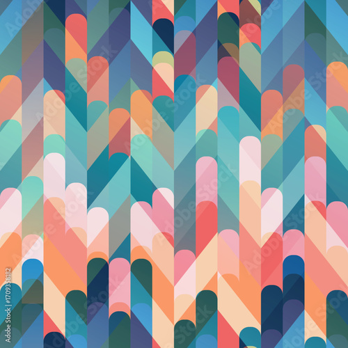 Colorful Gradient Zigzag Vertical. Geometric seamless pattern.