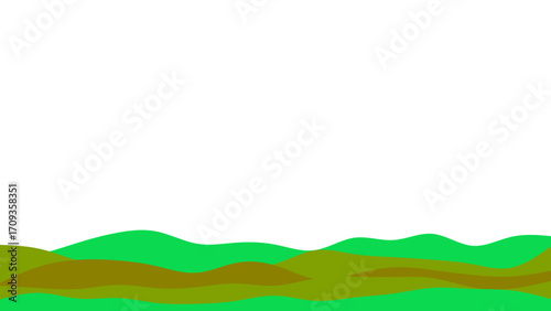 Clean, graphic representation of undulating green and brown hills, offering a serene natural backdrop or a versatile design element.