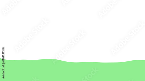 Wavy light green shape resembling rolling hills or a gentle liquid surface with ample white copy space above. Ideal for abstract nature themes, fresh concepts, or clean backgrounds.