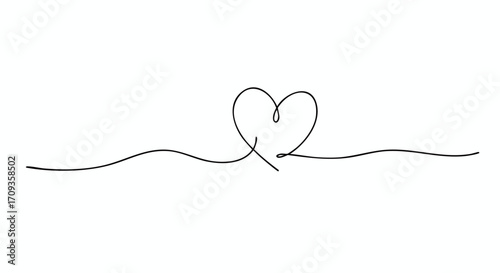 Elegant single line heart graphic symbolizing love and connection for modern design projects