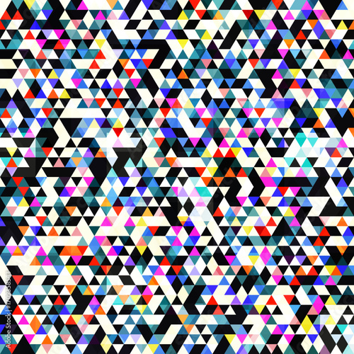 Multicolor triangles. Geometric seamless pattern.