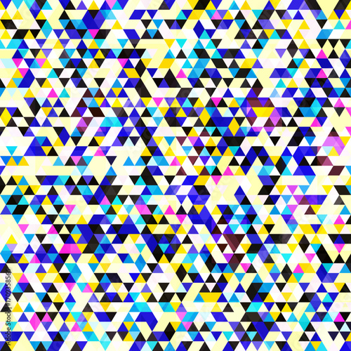 Vibrant triangles. Geometric seamless pattern.