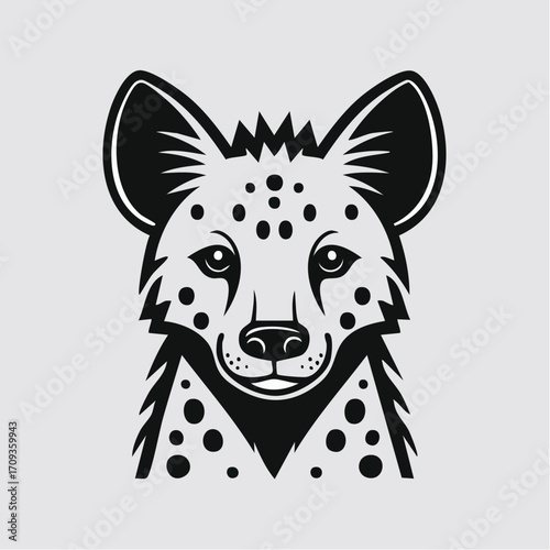 Spotted Hyena Head Minimalist Black and White Vector Illustration