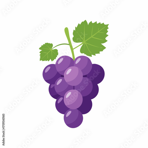 Firefly Vector Illustration of a Grape Bunch, Flat Design, Isolated on White Background