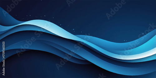 Abstract blue background with dynamic light waves and futuristic line art