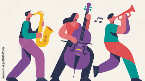Illustration Of A Person Playing A Musical Instrument Vector Design Template