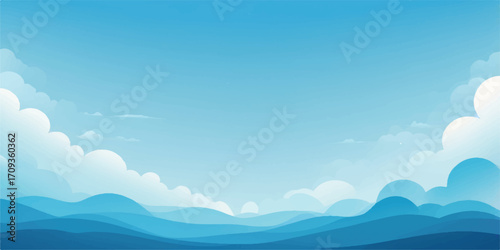 Blue sky with clouds over a scenic mountain landscape