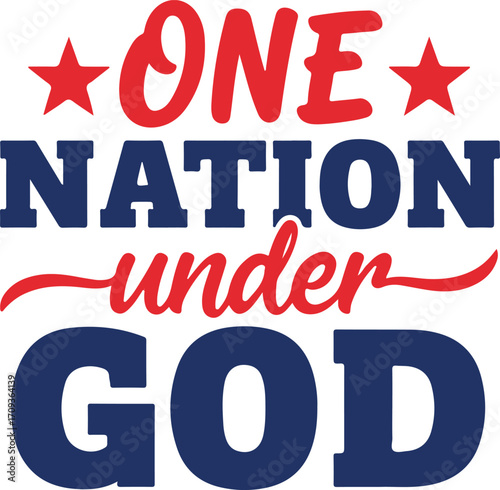 One nation under god patriotic design isolated on white background