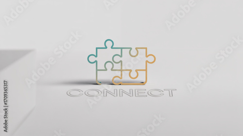 Puzzle pieces connecting for business collaboration partnership and teamwork concept illustration design