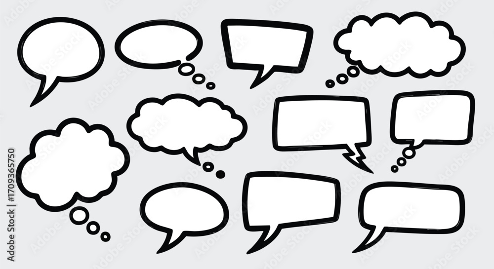 Obraz premium Blank speech bubbles and thought clouds ready for your creative text and dialogue