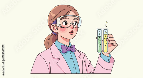 Young Female Scientist Conducting Chemical Experimentation.