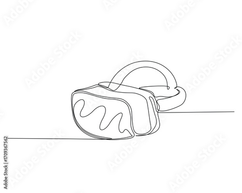 Virtual reality glasses outline drawing illustration. Simple continuous line draw of VR glasses.