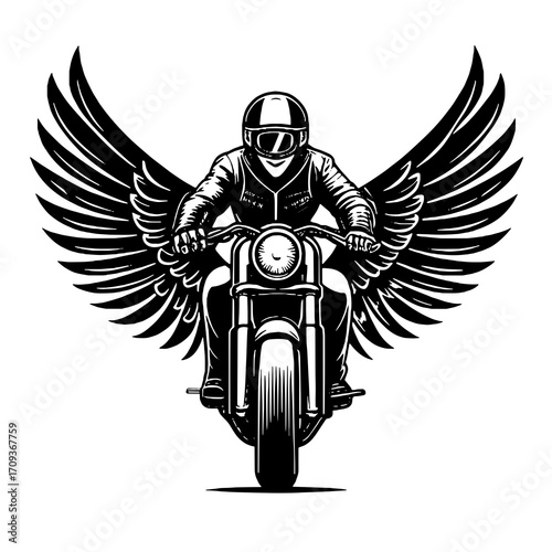 Freedom Rider Motorcycle Logo with Wings