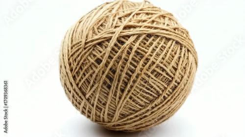 Ball of natural jute twine isolated on white