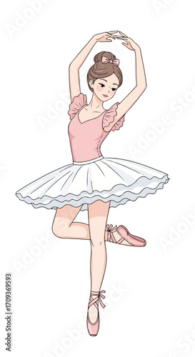Graceful Ballerina Performing Elegant Ballet Dance.