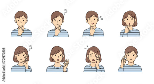 People showing different expressions of concern, uncertainty and worry while trying to find a solution