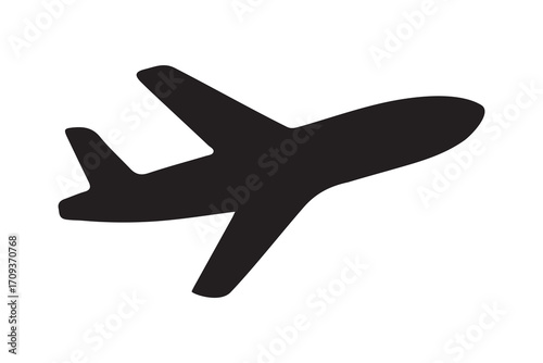 Silhouette of a commercial airplane in flight.