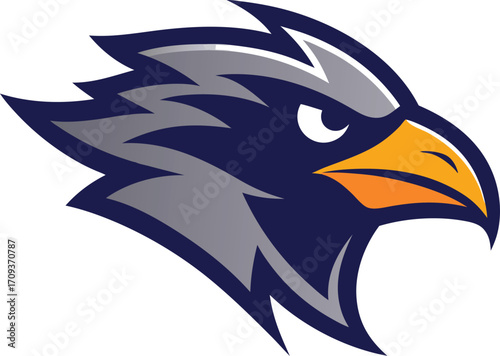 Dynamic bird head mascot logo vector illustration for sports teams and brands