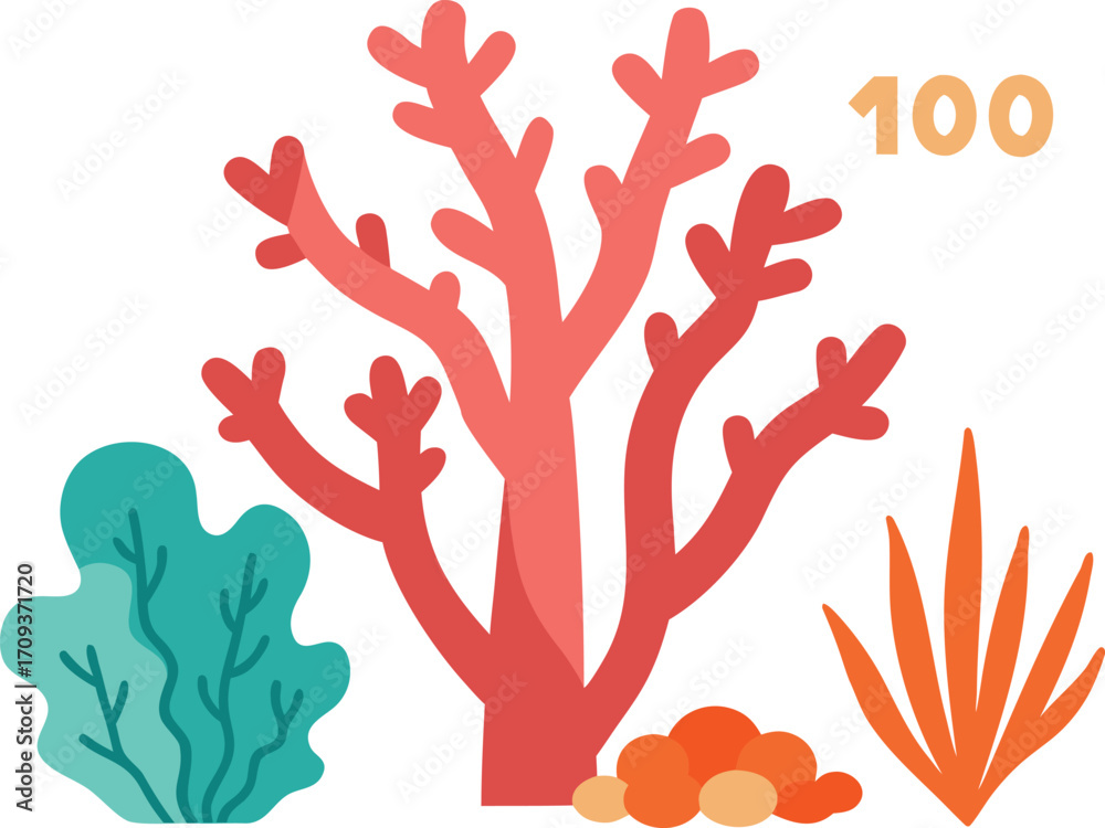 Obraz premium Vibrant coral and seaweed ocean vector bundle 100 unique illustrations scalable eps