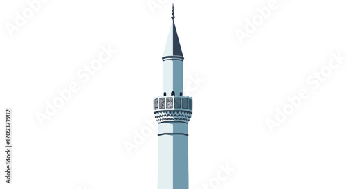 Serene Minaret Illustration for Islamic Architecture, Religious Observance, and Cultural Heritage Projects, Suitable for Educational and Design Purposes