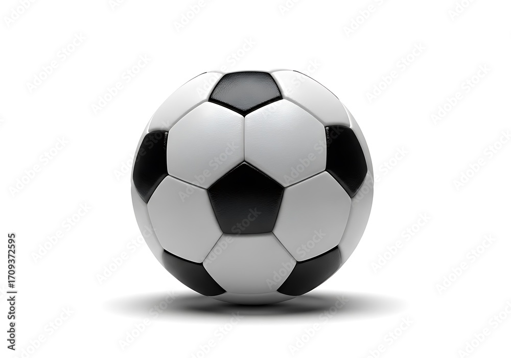 Fototapeta premium Classic Black and White Soccer Ball Isolated on a Clean White Background with Subtle Shadow