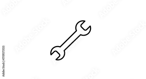 A simple black line art icon of a double open-ended wrench isolated on a plain white background.