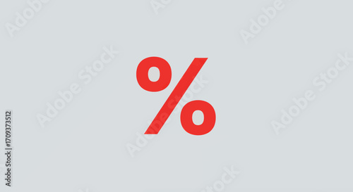 A large, bold, red percentage sign is displayed prominently against a plain, light gray background.