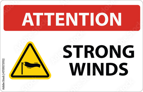 Wind warning sign  logo, icon, sticker, label, symbol, black, line, flat vector, isolated illustration.