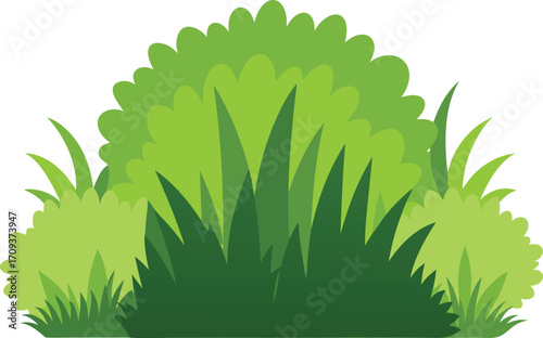Vibrant green bush and grass bundle vector illustration scalable eps graphic