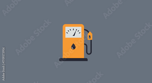 Orange gas pump icon on a gray background.