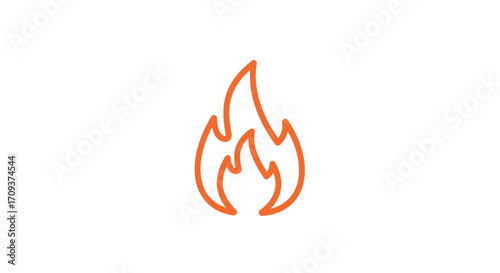A simple orange outline of a flame, representing fire or heat, on a white background.