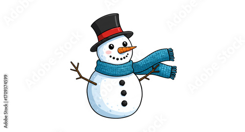 snowman with red hat and scarf
