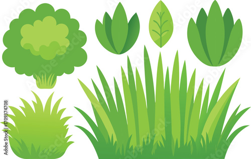 Detailed grass and bush bundle vector illustrations for nature designs scalable and versatile
