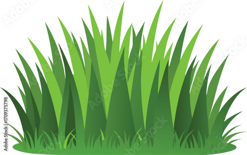 Detailed scalable vector illustration of a lush green grass and bush bundle