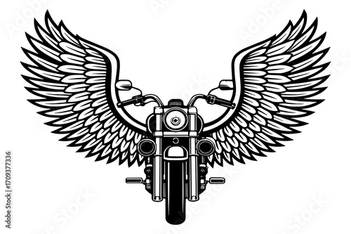 Winged Bike Tattoo Style Silhouette Vector Design
