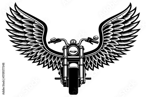 Winged Bike Tattoo Style Silhouette Vector Design