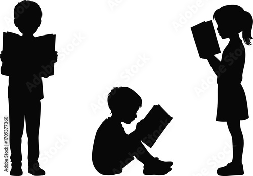 Silhouette of kneeling female photographer using DSLR camera on tripod taking a photo, perfect for creative, editorial, commercial vector use