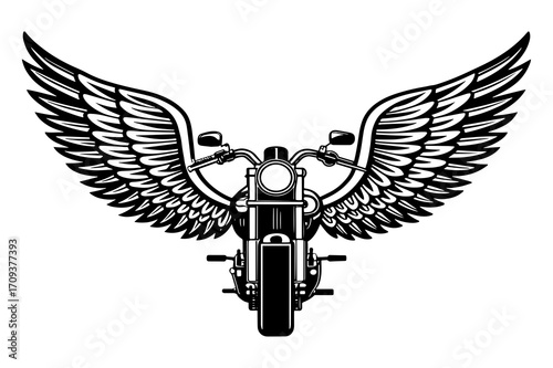 Motorcycle Angel Wings Emblem Vector Silhouette