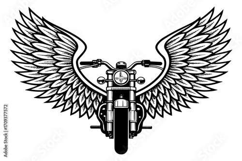 Motorcycle with Wings Silhouette Vector Illustration