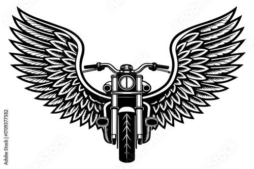 Motorcycle with Wings Silhouette Vector Illustration