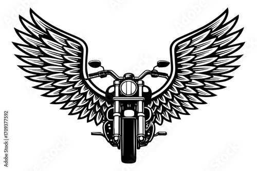 Motorcycle with Wings Silhouette Vector Illustration