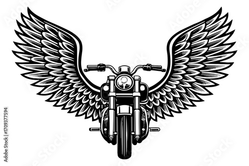 Biker Motorcycle Wings Silhouette Vector Design