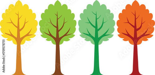 Four seasons tree collection vector illustration scalable graphic design elements