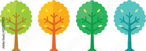Four seasons tree collection scalable vector illustration for nature projects