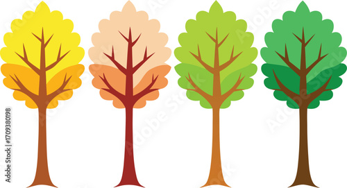Four seasons tree collection vector illustration scalable nature elements