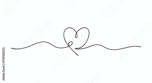 Elegant single line heart drawing symbolizing love and connection, perfect for romantic themes