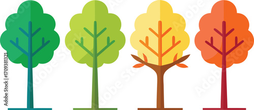 Four seasons tree collection vector illustration scalable eps icon nature elements