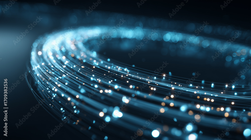 custom made wallpaper toronto digitalDigital electronic technology glowing blue background. Smooth bend network lines. Raster bitmap digital illustration. AI artwork.