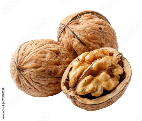Delicious walnut varieties farm food natural isolated on transparent background