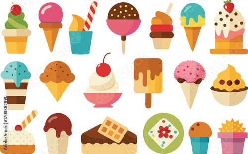 Sweet delights vector collection delicious ice cream and desserts assortment scalable graphic